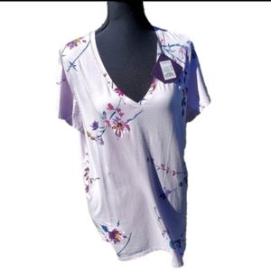 Ava & Viv 1X Lavender t-shirt with flowers NEW